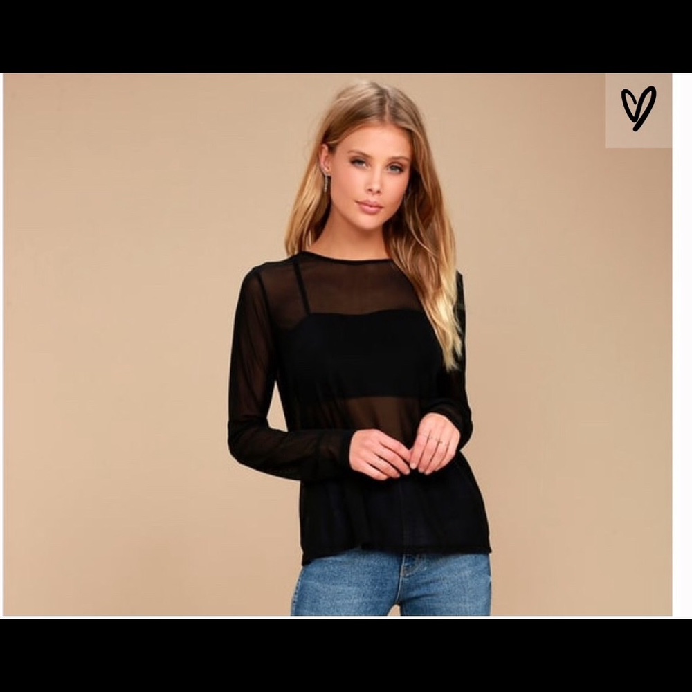 NWT XS Lulus Black bralette with sheer top